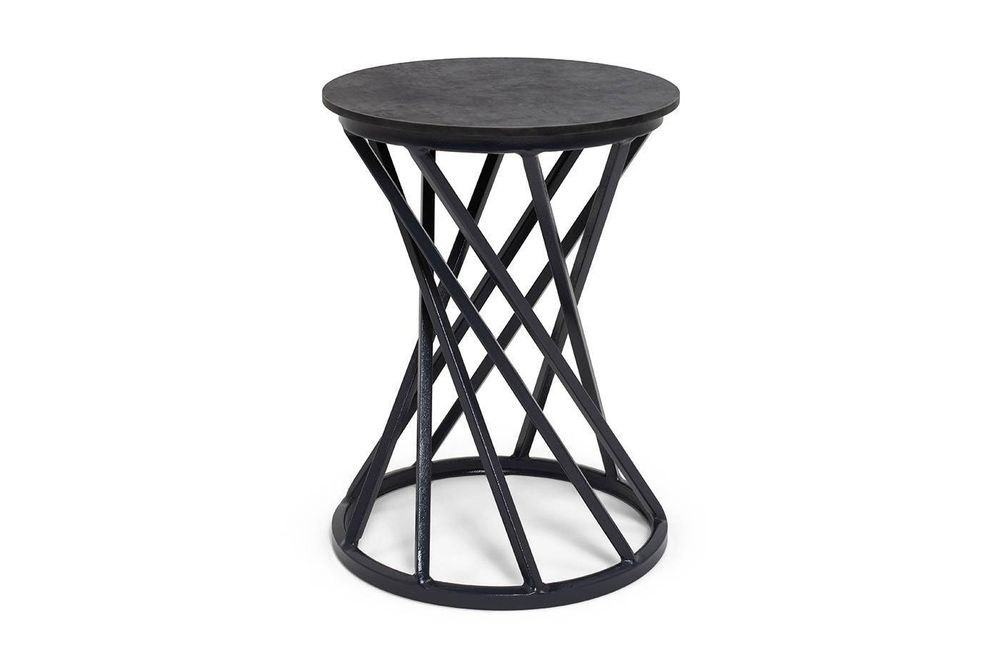 "Сантьяго" журнальный стол из HPL круглый Ø40 H55, каркас из стали темно-серый (RAL 7024), цвет столешницы "1523"