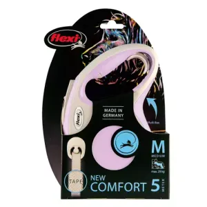 Рулетка flexi NEW LINE Comfort M (до 25 кг) лента 5 м серый/розовый