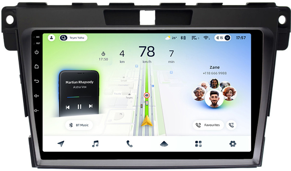 Магнитола для Mazda CX-7 2006-2012 - Teyes CC4L монитор 9" IPS на Android 14, Snapdragon 662, CarPlay, 4G SIM-слот