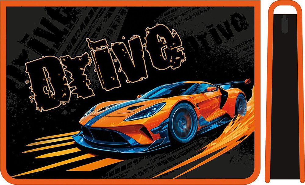 Папка д/труда А4 пластиковая, молния сверху с дизайном "Стремительный драйв" (Пчёлка)