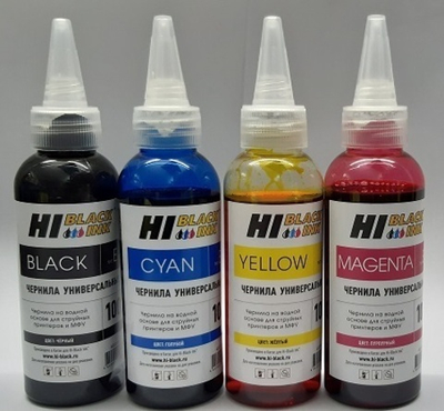 Чернила для Epson универсальные, Hi-color, 4х100 мл, водные, комплект.