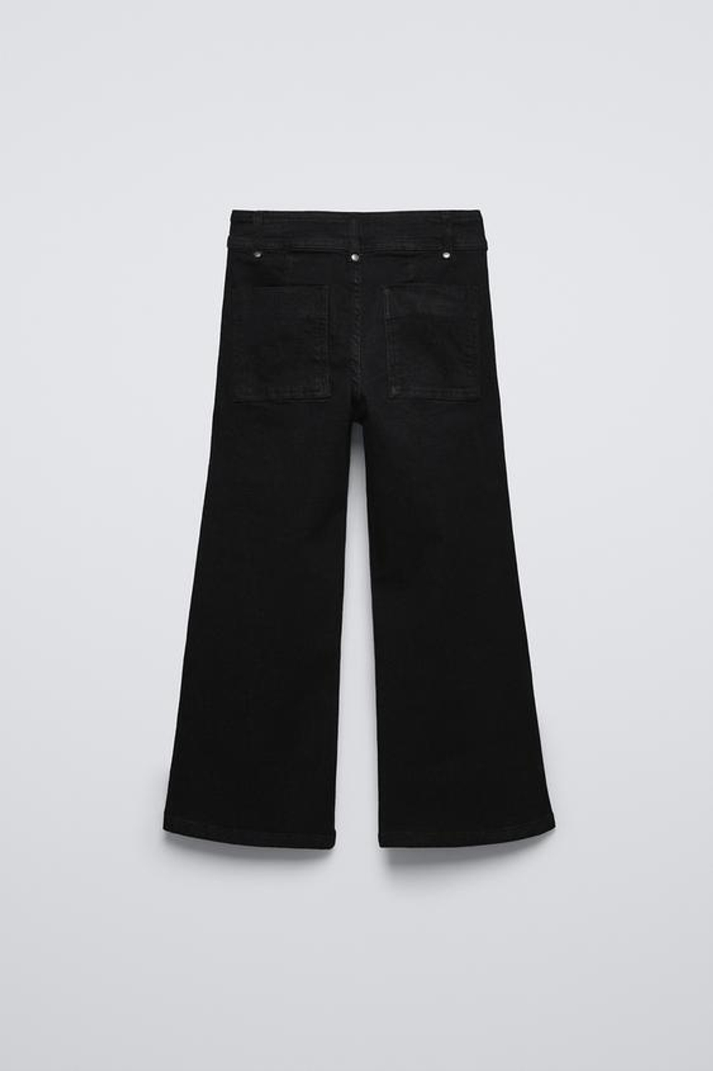 ZARA РАСКЛЕШЕННЫЕ ДЖИНСЫ С ДЕКОРАТИВНОЙ СТРОЧКОЙ, ЧЕРНЫЙ