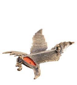 AM-1651 Брошь «Орел» (латунь, янтарь)