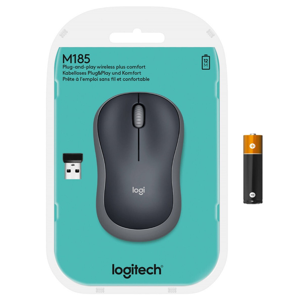 Мышь Logitech M185 Wireless 2.4 Ghz, Grey