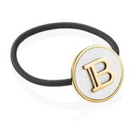 Balmain Hair Couture Заколка- резинка цвет белый+ золотой лого B/Limited Edition Leather Elastique Pour Cheveux FW24