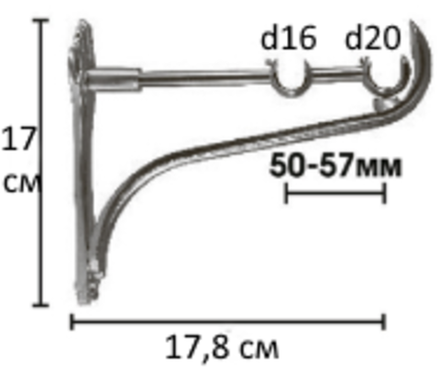 Кронштейн Ост консольный для кованого карниза d 20/16 двойной, цвет хром