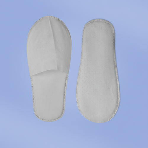 Тапки спанбонд, закрытый мыс (100 пар), одноразовые, белые, с накатом и подошвой 5 мм