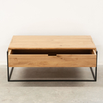 Журнальный столик, 110х65х45, G+K, прикроватный, с ящиком, из массива дуба, MAKOSA