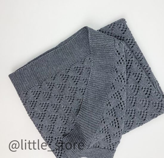 Плед вязаный Ажурный, Графит