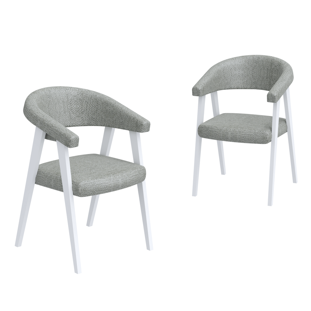 Стул кресло TEKHAS 2, цвет белый матовый + ткань шенилл 221 бело-голубой