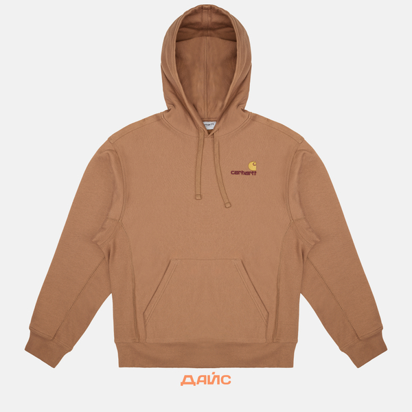 Толстовка мужская Carhartt WIP Hooded American Script артикул:I028279_hamilton_brown - купить в магазине Дайс