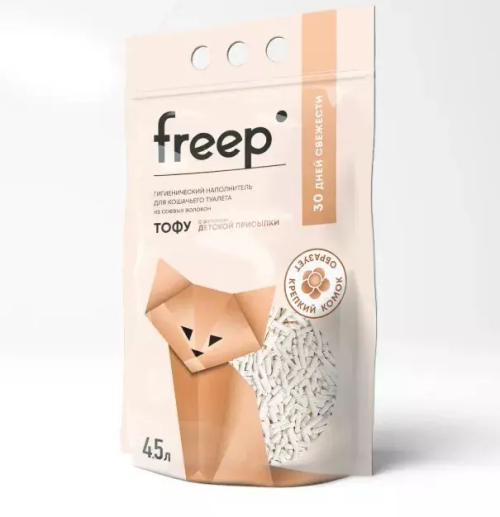 Наполнитель Freep тофу для кошачьего туалета, Детская присыпка, 4,5 л