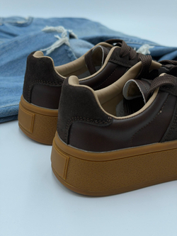 Кроссовки женские натуральная кожа арт. 9009-2 цвет "коричневый"