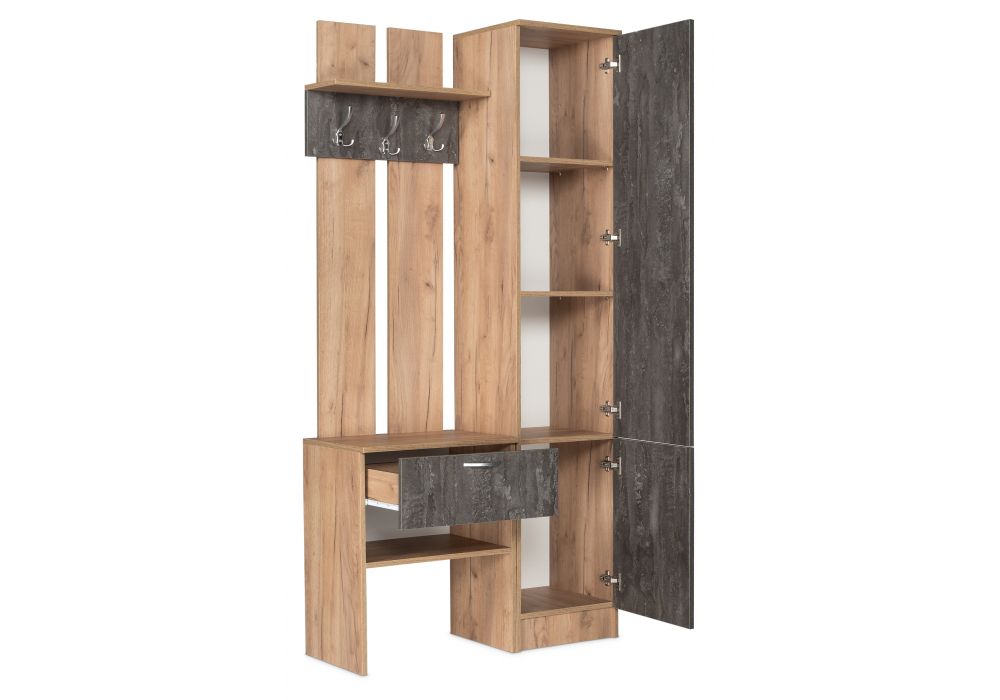 Готовая прихожая Иннэс-3 дуб крафт золотой / камень темный