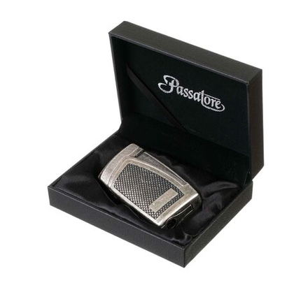 Зажигалка сигарная Passatore, двойное пламя, с пробойником, серебристый антик