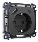 Розетка с заземлением и 2хUSB type A и C, без рамки Ambrella Volt Quant MO910010