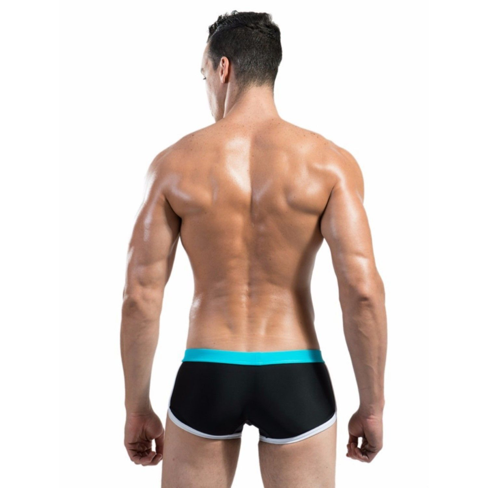 Стильные черные мужские плавки с контрастным поясом (Размер: XL) (Цвет: черный)