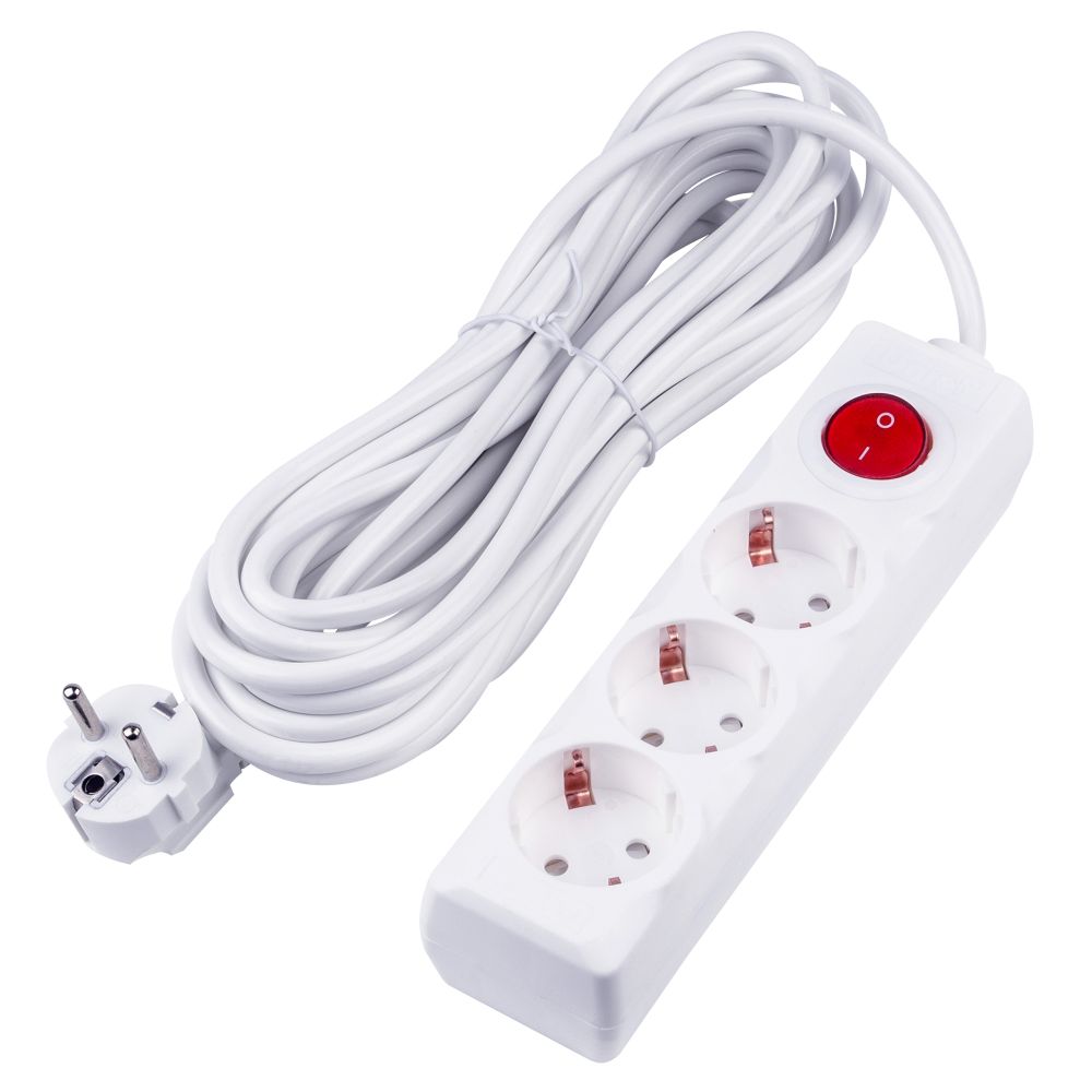 S-GCU3-7B WHITE Удлинитель серии Ultra. шнур 7м.. 3 гнезда. 16A. с-з. Белый. TM Uniel