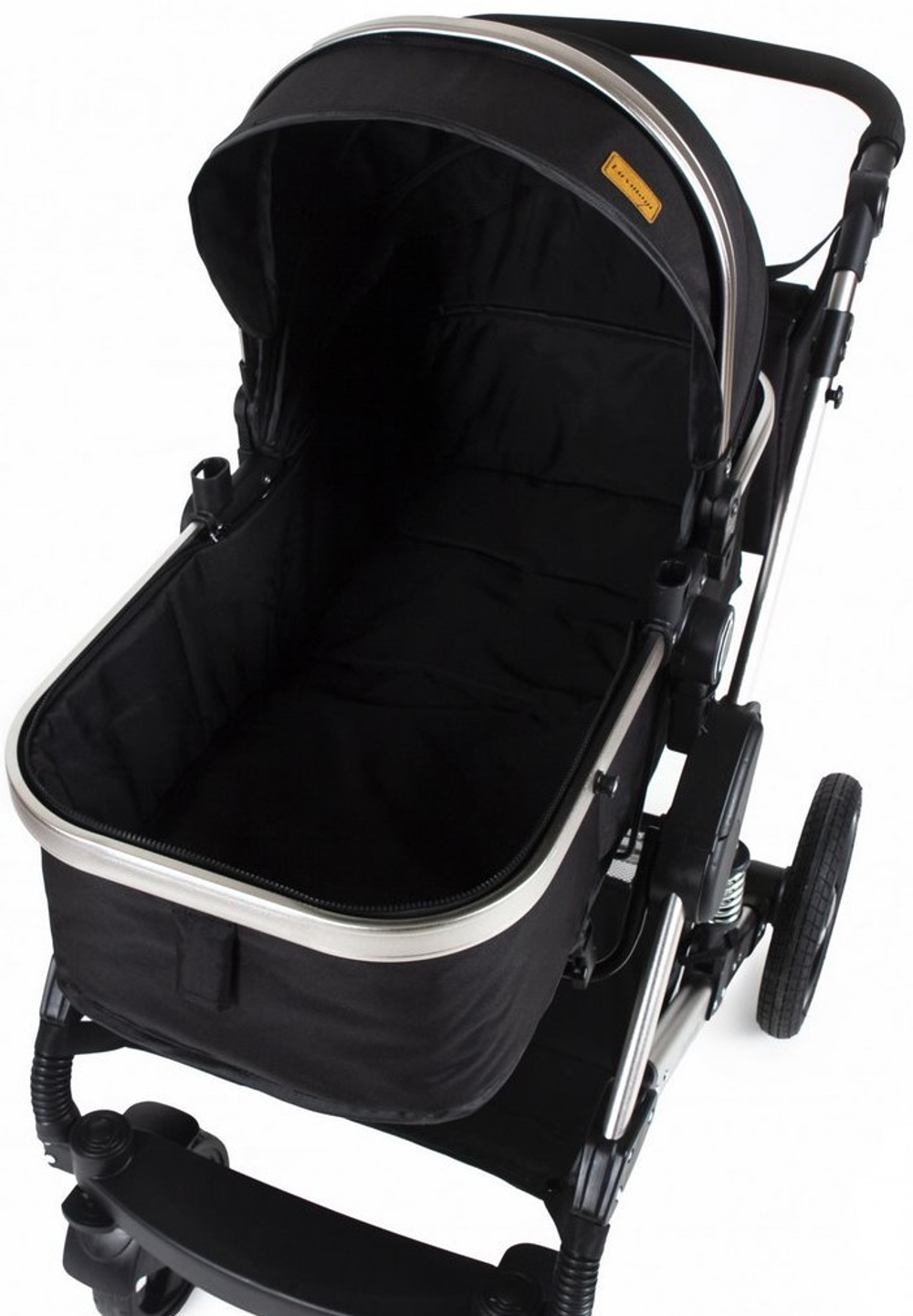 Коляска-трансформер Luxmom 555 2в1 Черный текстиль Серебристая рама