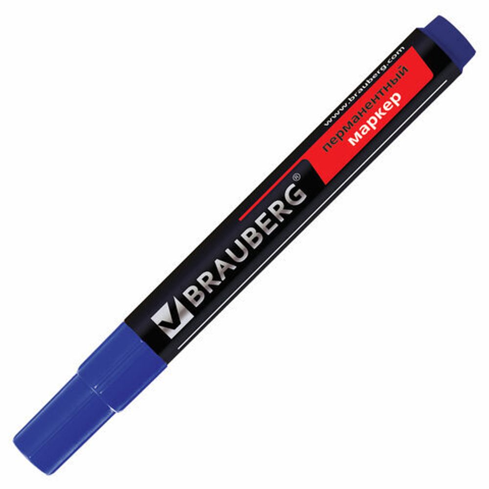 Маркер перманентный (нестираемый) BRAUBERG "Contract", СИНИЙ, круглый наконечник, 3 мм, без клипа, 150466