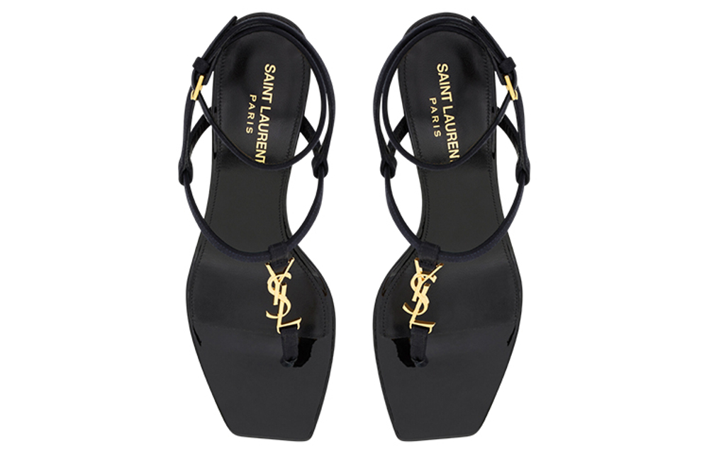 SAINT LAURENT Cassandra Logo Plaque Sandals Women"s