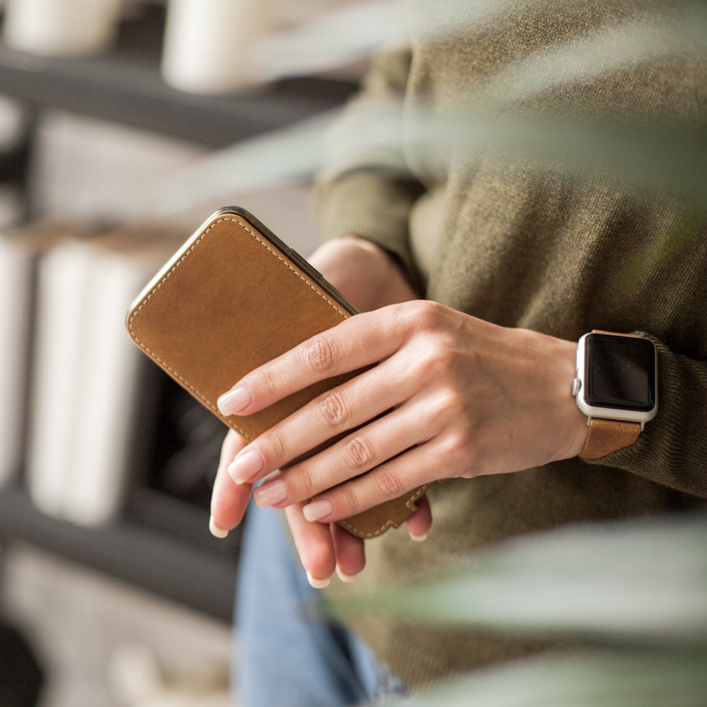 Чехол для iPhone 11 Pro из натуральной кожи теленка, бежевого цвета винтаж