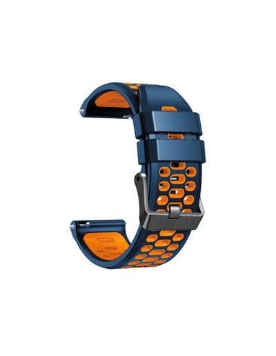 Ремешок двухцветный дышащий 24 мм для Suuntu 9 Baro, Suuntu 7, Suuntu Spartan Sport силиконовый ( Темно синий / Оранжевый )