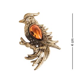 AM- 960 Брошь «Чибис» (латунь, янтарь)