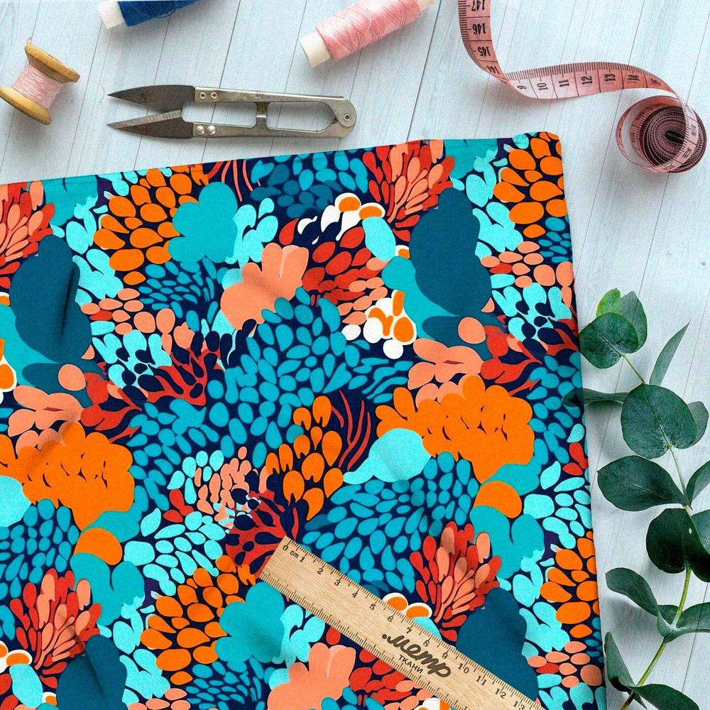 Ткань премиум шелк искусственный Армани абстрактное сотворение