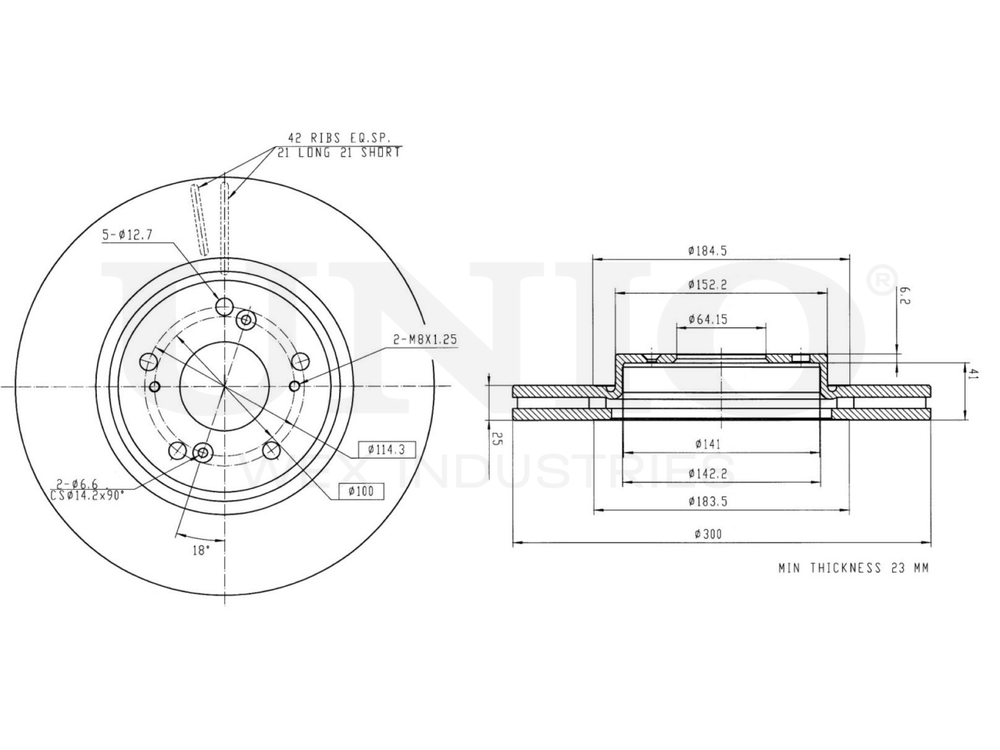 Диск тормозной передний UNIO BRD-20434
