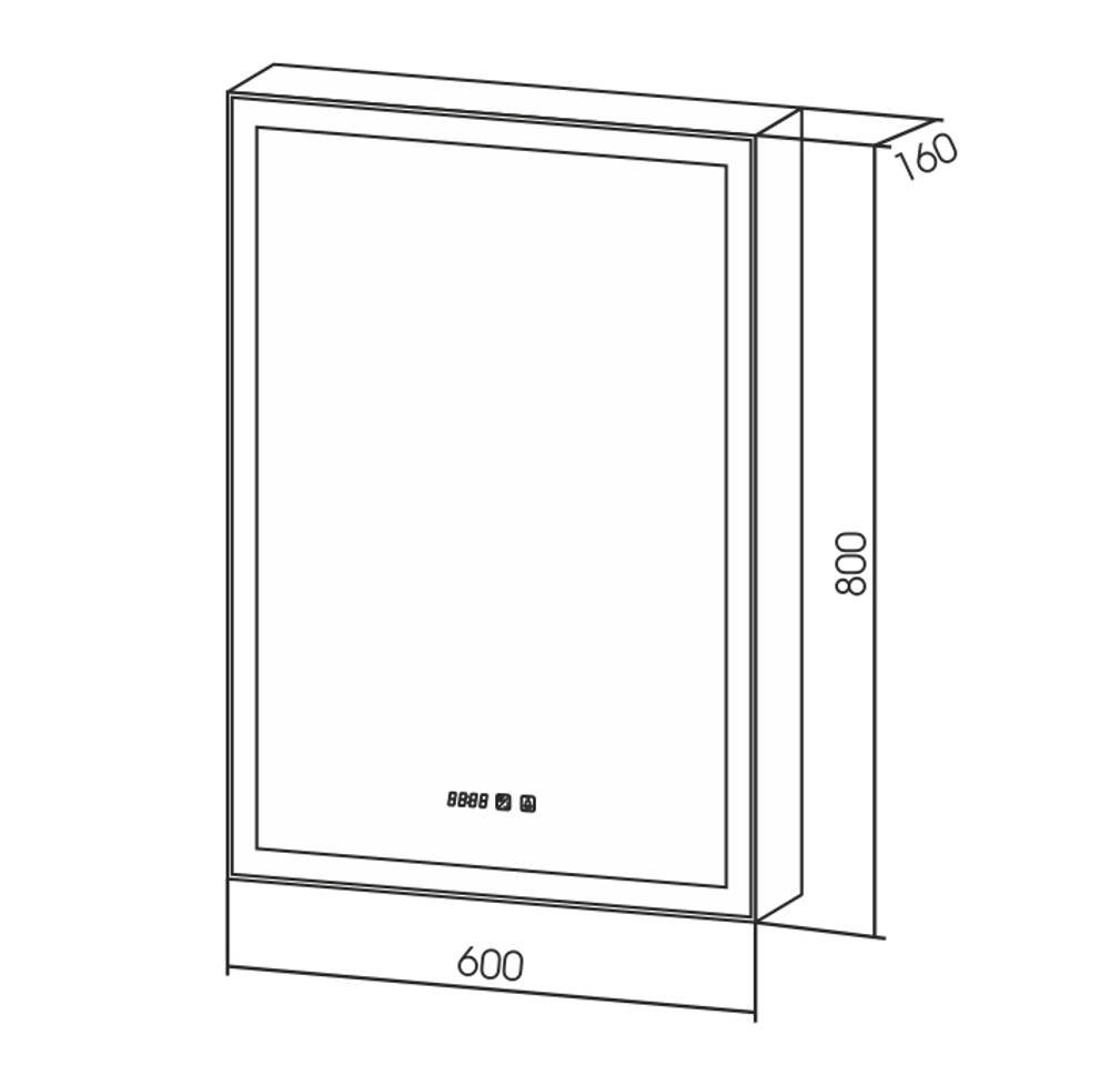 Зеркало-шкаф AZARIO Киото 60 (600х800) c подсветкой и диммером + часы (LED-00002358)