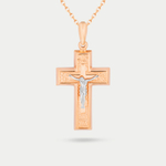 Крест православный из розового золота 585 пробы без вставок (арт. 3232)