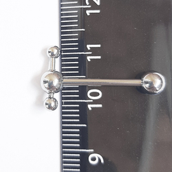 Штанга 16 мм для пирсинга языка "Со штангой", толщина 1,6 мм, диаметр шариков 5 мм. Медицинская сталь. 1 шт