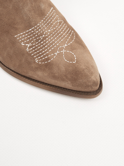 Казаки миди из натуральной замши BELLE / серо-бежевый