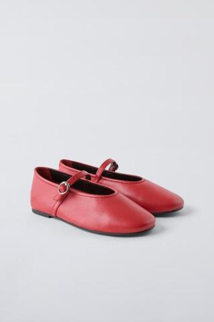 ZARA КОЖАНЫЕ БАЛЕТКИ, КРАСНЫЙ