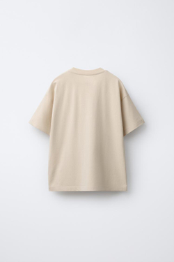 ZARA ФУТБОЛКА С РЕЛЬЕФНОЙ НАДПИСЬЮ, СВЕТЛО-БЕЖЕВЫЙ