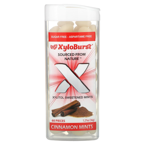 Xyloburst, подслащенные ксилитолом мятные конфеты, со вкусом корицы, 60 шт., 36 г (1,27 унции)