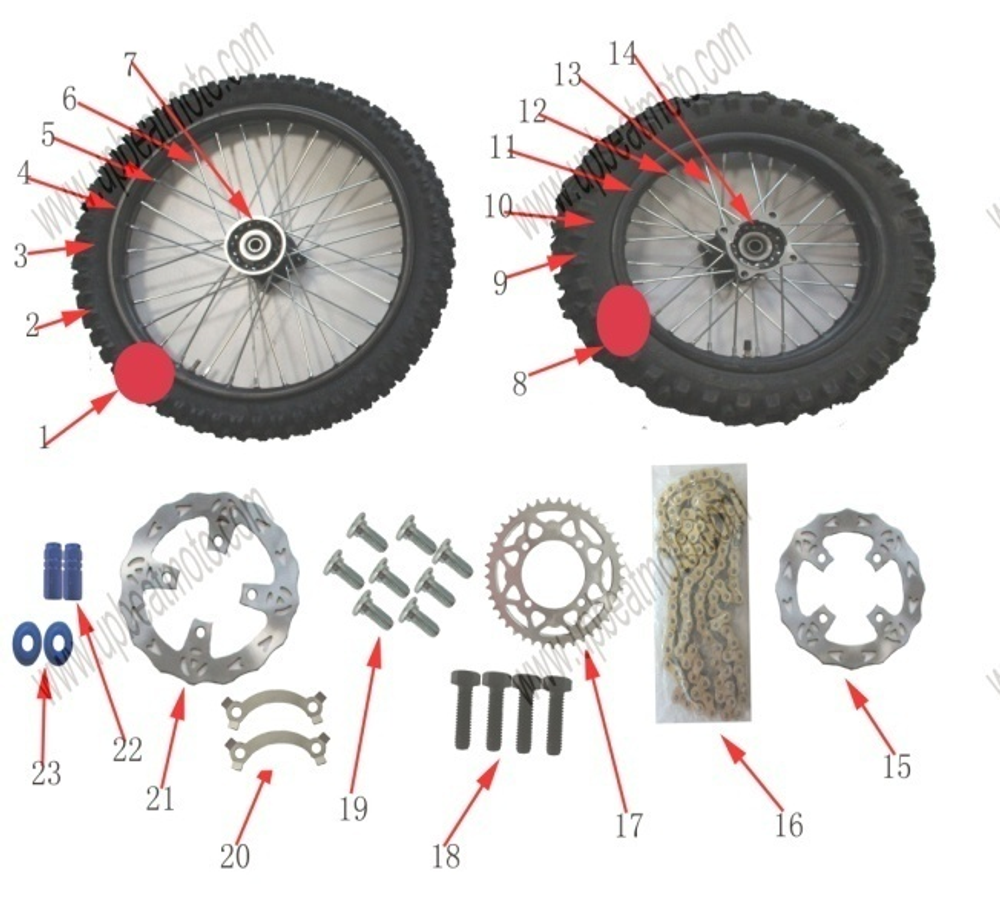 Запчасти J к питайку Motax MX 125, KTM 125, MOTAX 140
