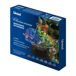 ULI-M508 RGB-3AA TIGER FAMILY-BLACK Светильник декоративный с эффектом 3D Семья тигров. на батарейках 3AA не в-к. 1 светодиод. RGB свет. TM Uniel