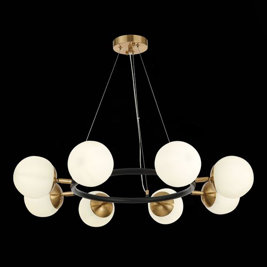 SLE220403-08 Светильник подвесной Черный, Латунь/Белый E27 8*60W FORLI