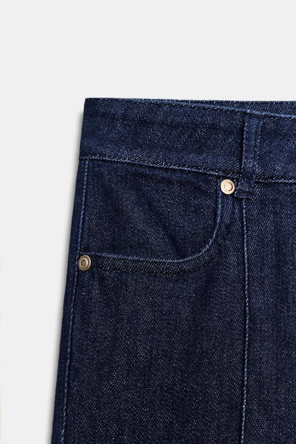 ZARA ДЖИНСОВЫЕ БРЮКИ FLARE С ДЕКОРАТИВНОЙ СТРОЧКОЙ, ИНДИГО