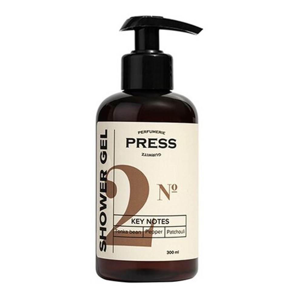 Гель для душа Press Gurwitz Perfumerie №2 с нотами черного перца, бобов Тонка, пачули, 300 мл
