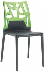 Стул пластиковый Papatya Ego-Rock, антрацит, зеленый