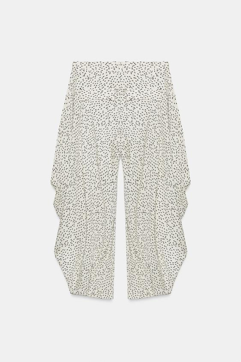 ZARA ДРАПИРОВАННЫЕ БРЮКИ С ПРИНТОМ — ZW COLLECTION, ЭКРЮ/ЧЕРНЫЙ
