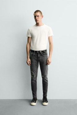 ZARA ДЖИНСЫ SKINNY FIT, СЕРЫЙ