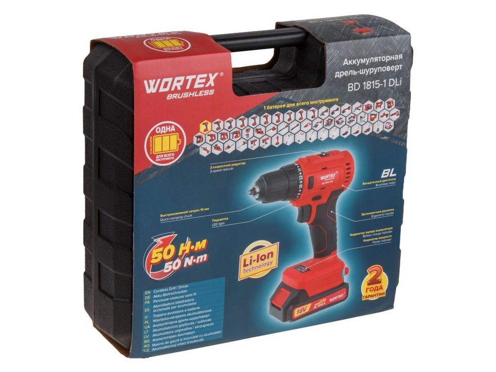 Аккуммуляторная дрель-шуруповерт WORTEX BD 1815-1 DLi