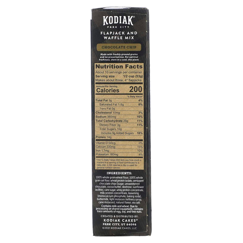 Kodiak Cakes, Power Cakes®, смесь для выпекания флапджека и вафель, с шоколадной крошкой, 510 г (18 унций)