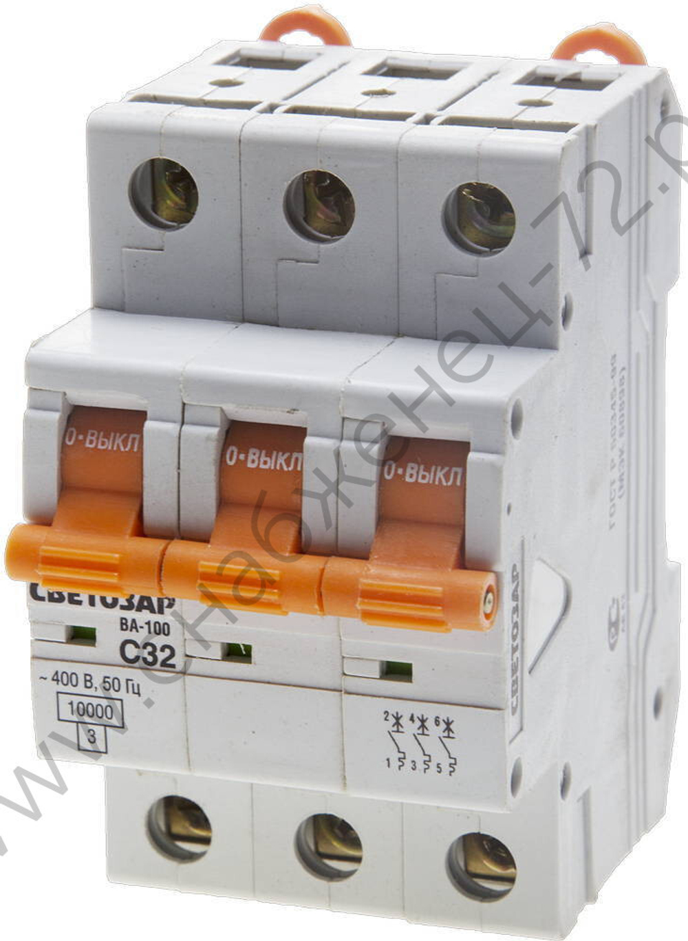 СВЕТОЗАР 3-полюсный, 32 A ″C″ откл. сп. 10 кА, 405 В, Автоматический выключатель (SV-49073-32-C)