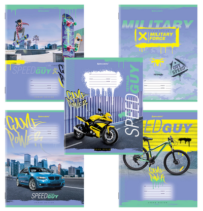 Тетрадь А5 12л. клет. "Urban boys" обложка картон (BRAUBERG)