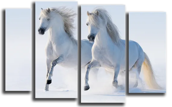 Модульная картина "Два белых коня"